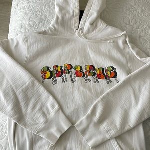 Supreme retro letters white hoodie